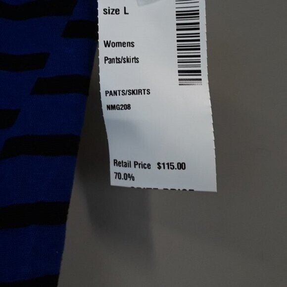 Pam & Gela Womens Mini Skirt Large Blue Black Striped Ruched Casual NWT - Picture 4 of 8